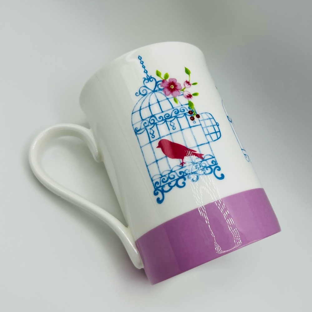 McIntosh Birdcage Coffee Mug w/ Purple Base | Fine Bone China | Pristine